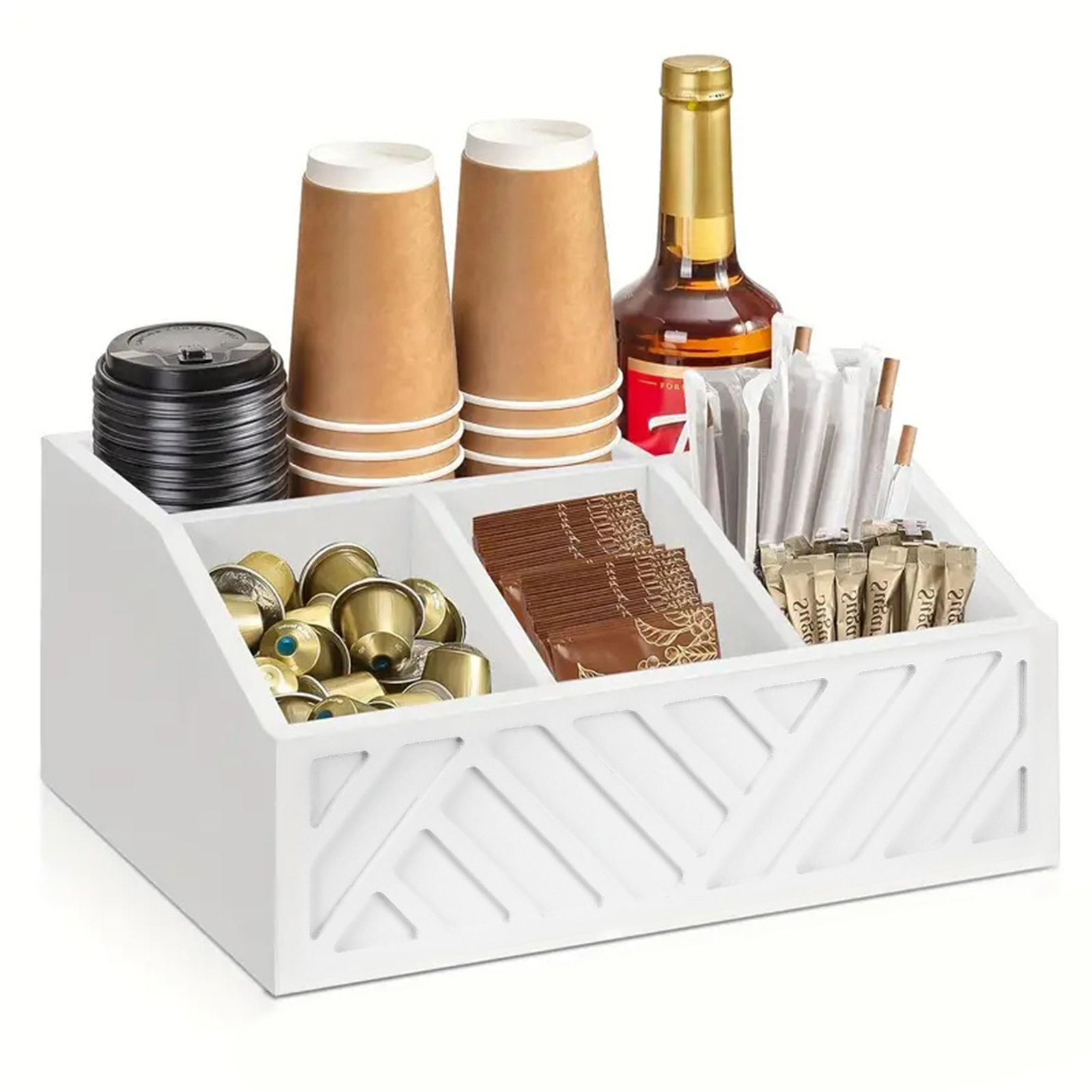 Coffee Tea Drawer Organizer - Coffee Bag Storage Box Wooden Tea
