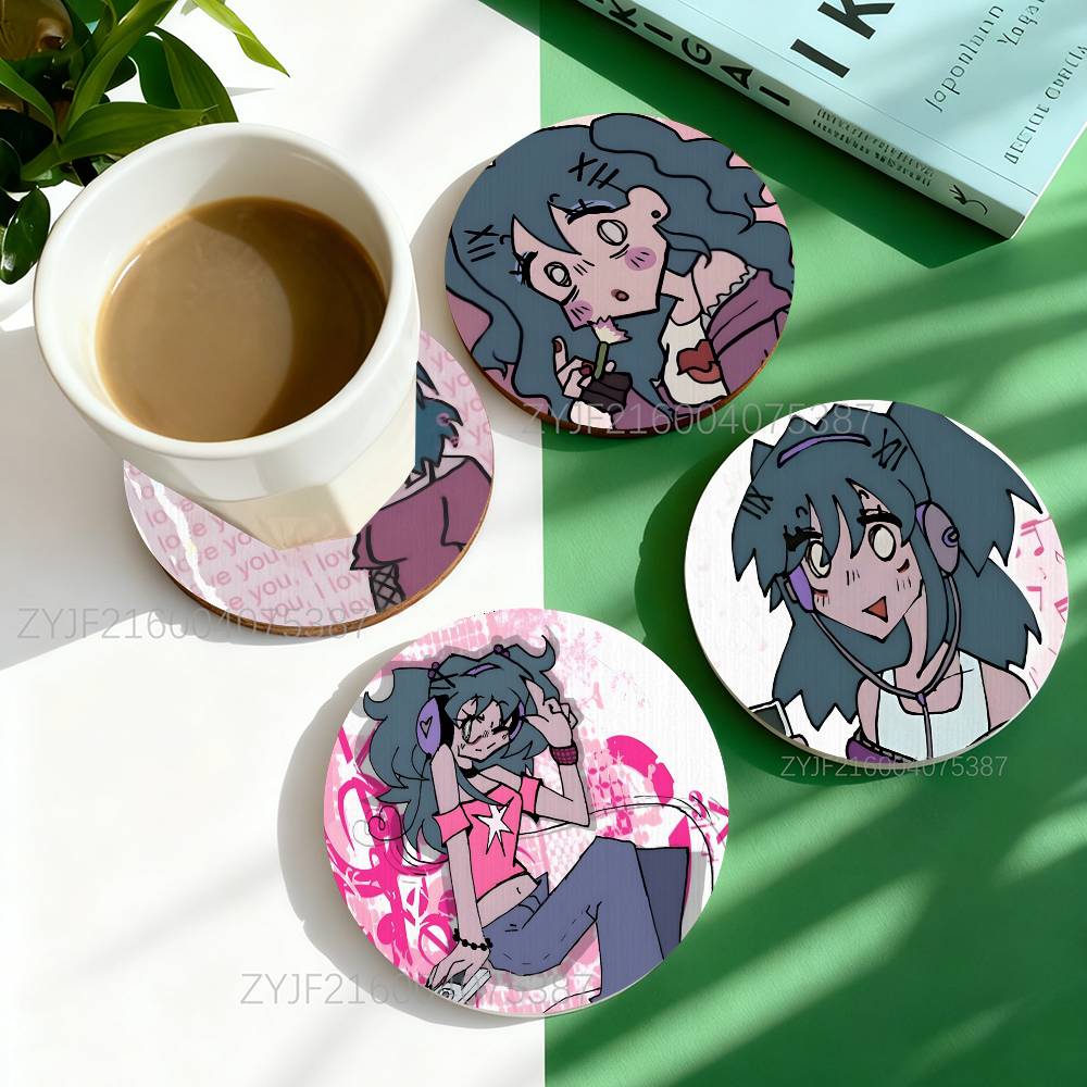 Coffee Tea Game - L-Laceys Game Anime Round Wooden Coasters