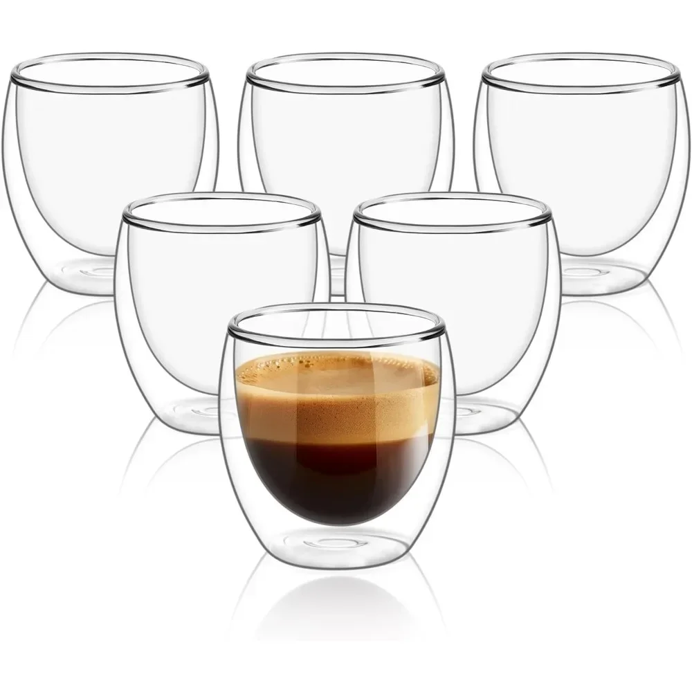 Coffee Tea Sugar Set - 6 pcs Clear Double Wall Glass