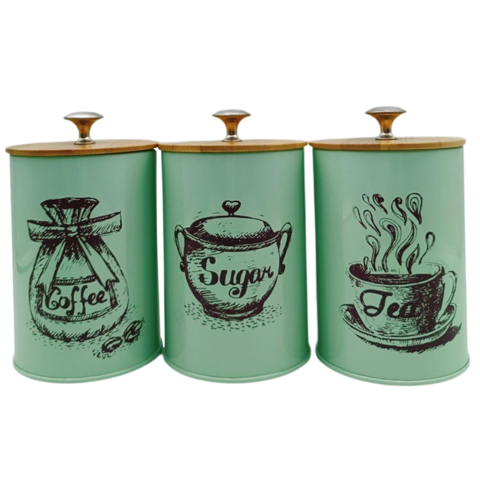Coffee Tea And Sugar Canister Set - 3Pcs Sealed Coffee Canister Set Iron