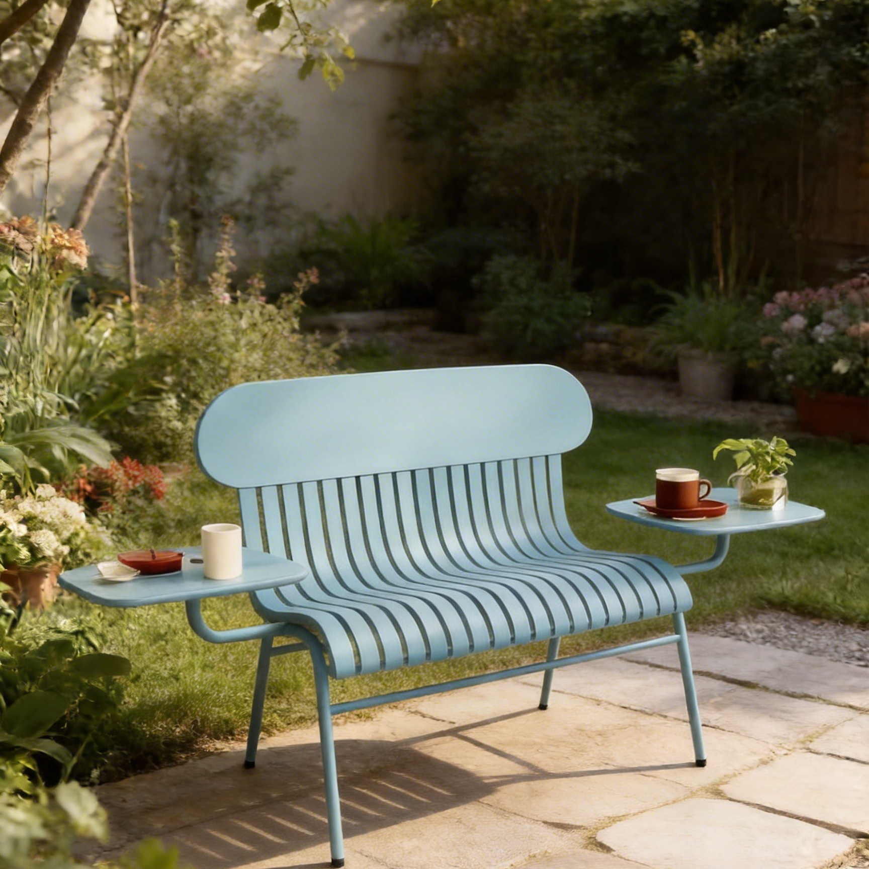 Coffee Tea Gardens - HYS Outdoor Double Chair Milk Tea