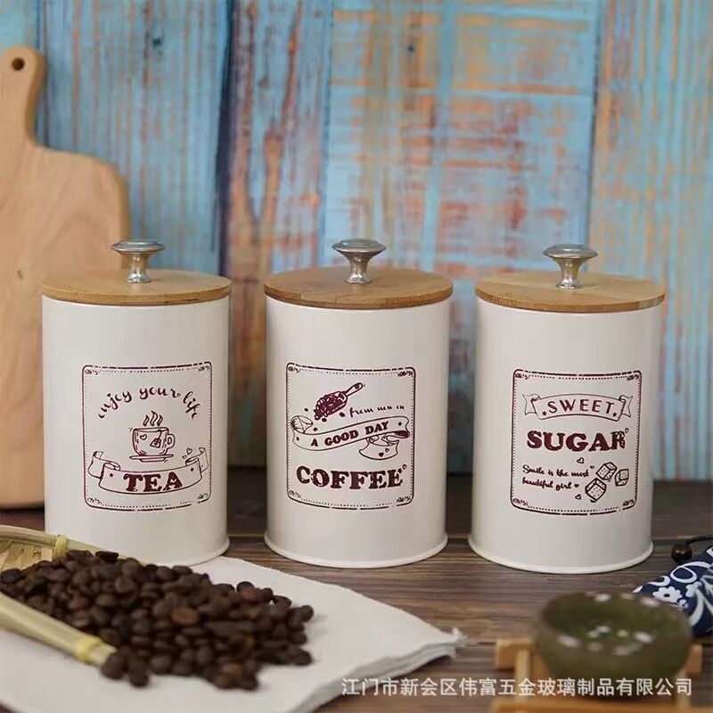 Coffee Tea And Sugar Canister Set - Bamboo Lid Airtight Coffee Sugar Tea