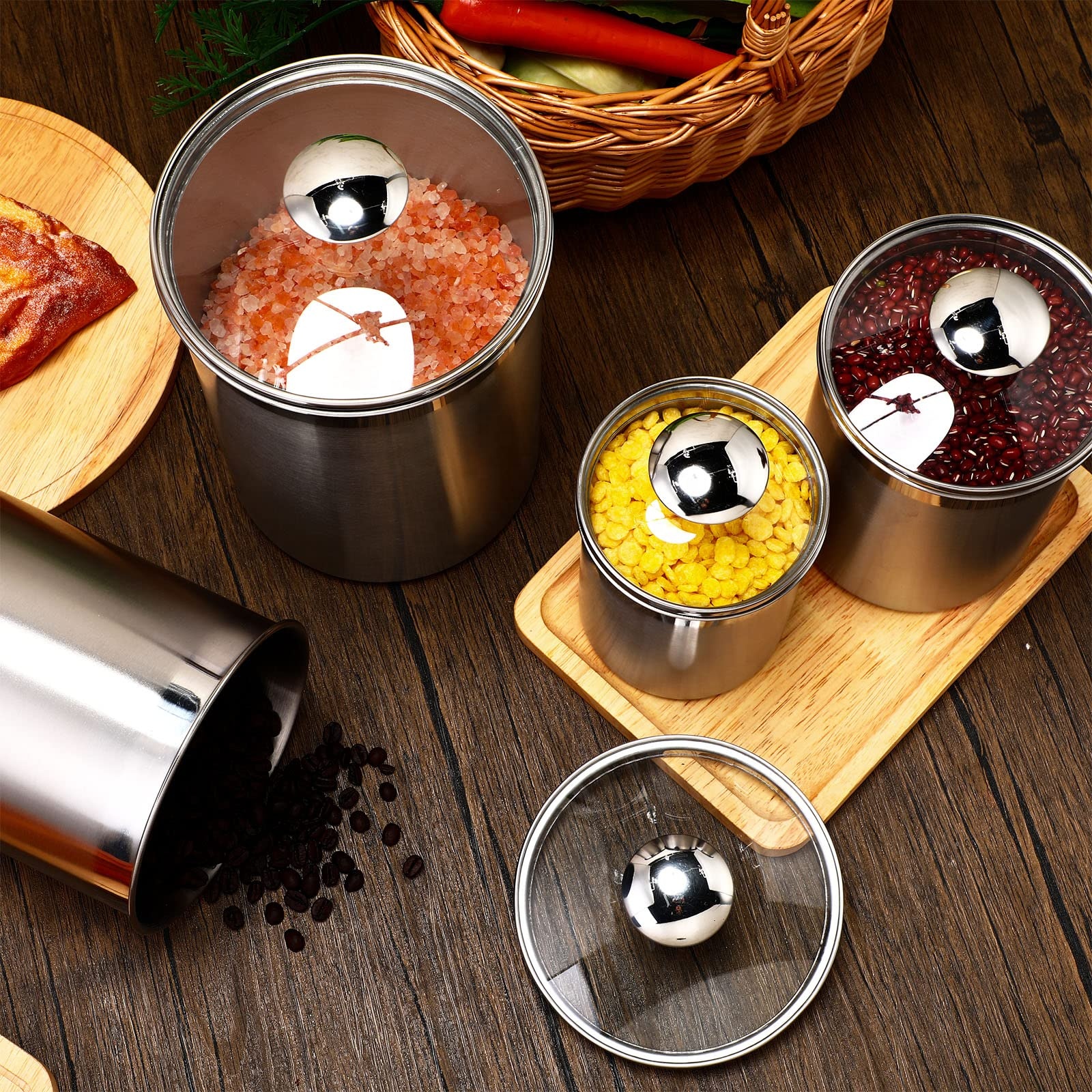 Coffee Tea And Sugar Canister Set - Food Storage Containers Tea Coffee Sugar
