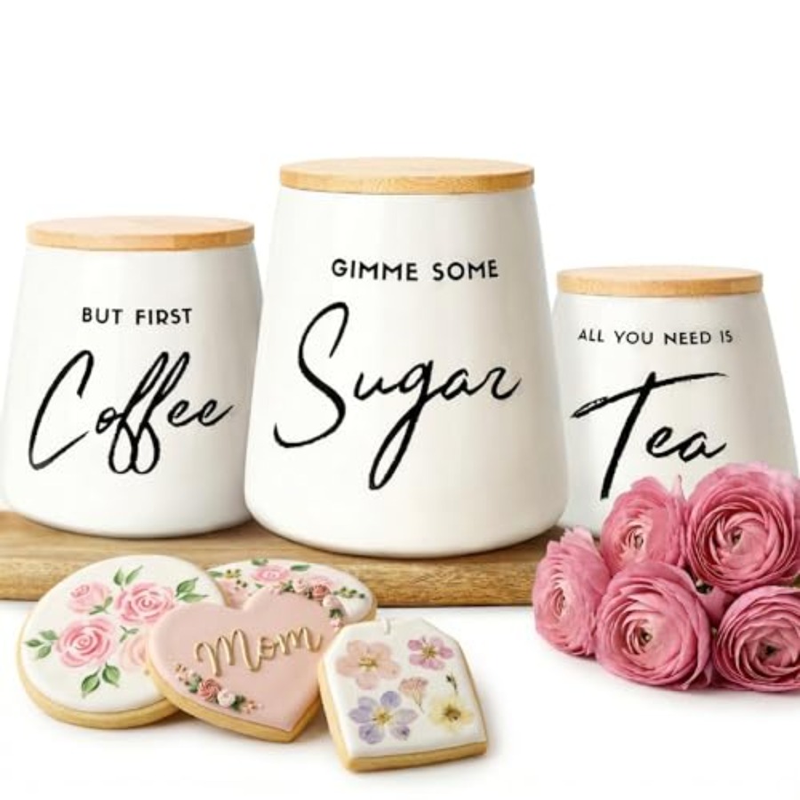 Coffee Tea And Sugar Canister Set - Coffee Tea and Sugar Ceramic Canister