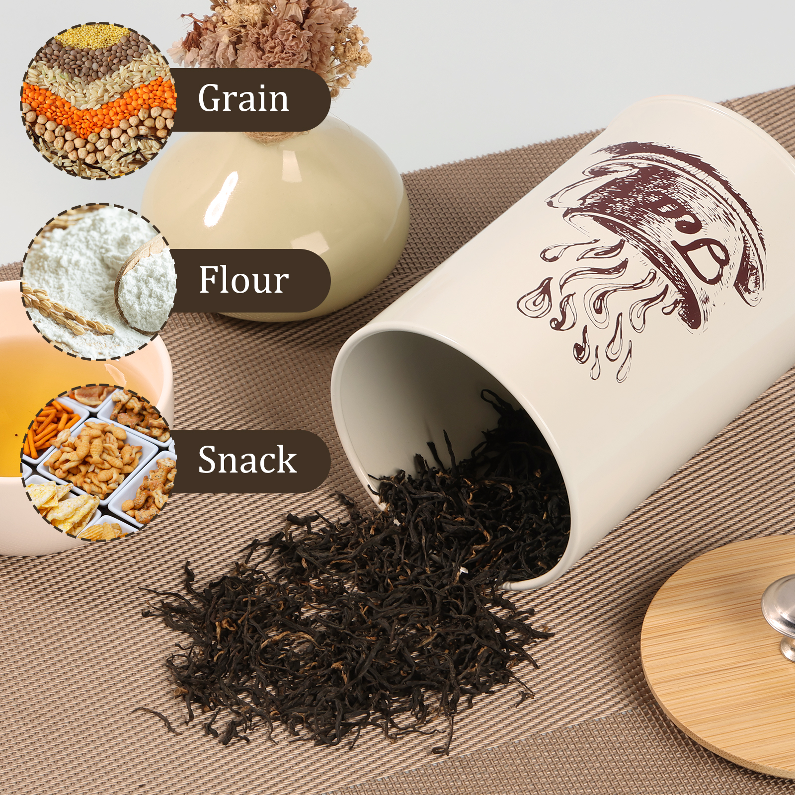 3Pcs Kitchen Storage Box Metal - Coffee Tea And Sugar Canister Set ulasan dan harga