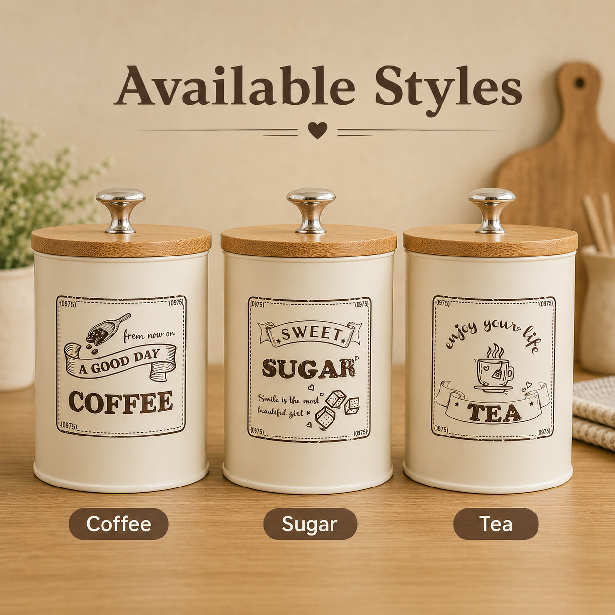 Vintage Coffee Sugar Tea Stora - Coffee Tea And Sugar Canister Set ulasan dan harga