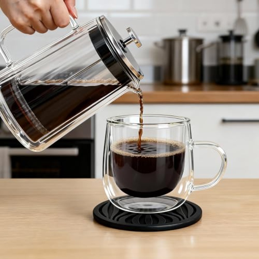 Glass Coffee Mugs Set Of 4 10o - Double Wall Mug ulasan dan harga