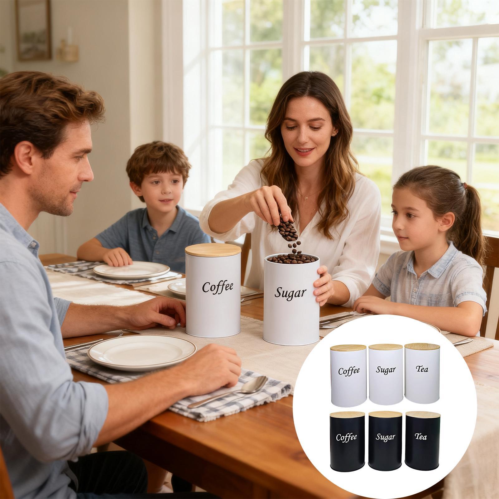 Sugar Container 3 Pieces 1200m - Coffee Tea And Sugar Canister Set ulasan dan harga