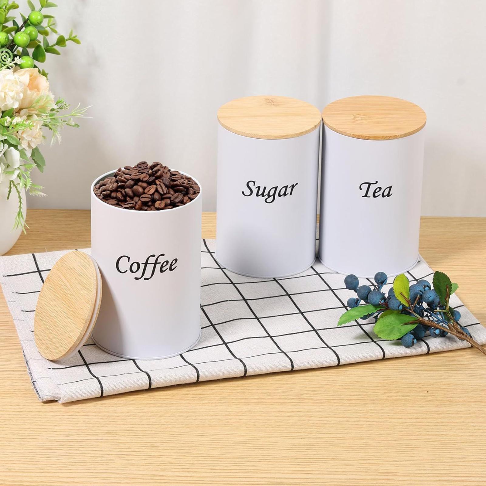 Sugar Container 3 Pieces 1200m - Coffee Tea And Sugar Canister Set ulasan dan harga