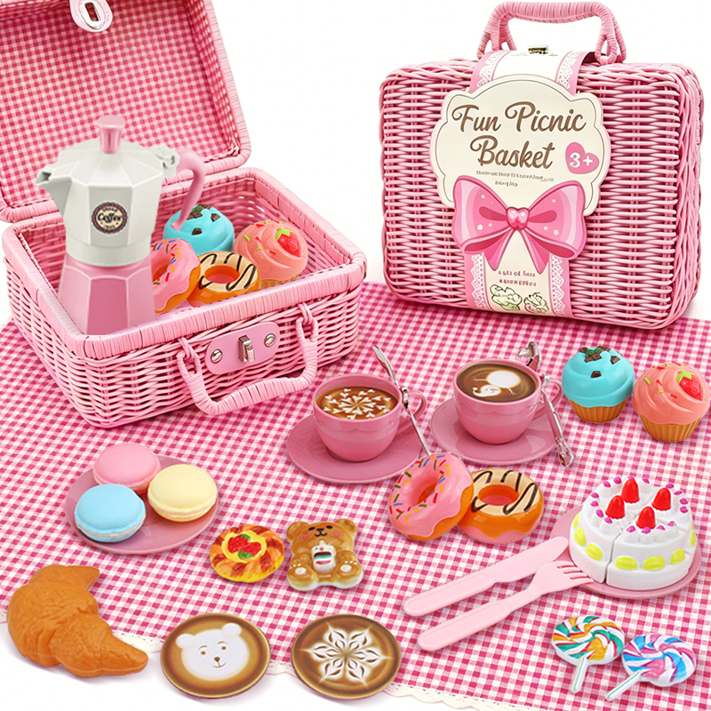 Girl Pretend Play Picnic Baske - Coffee Tea Gift Basket ulasan dan harga
