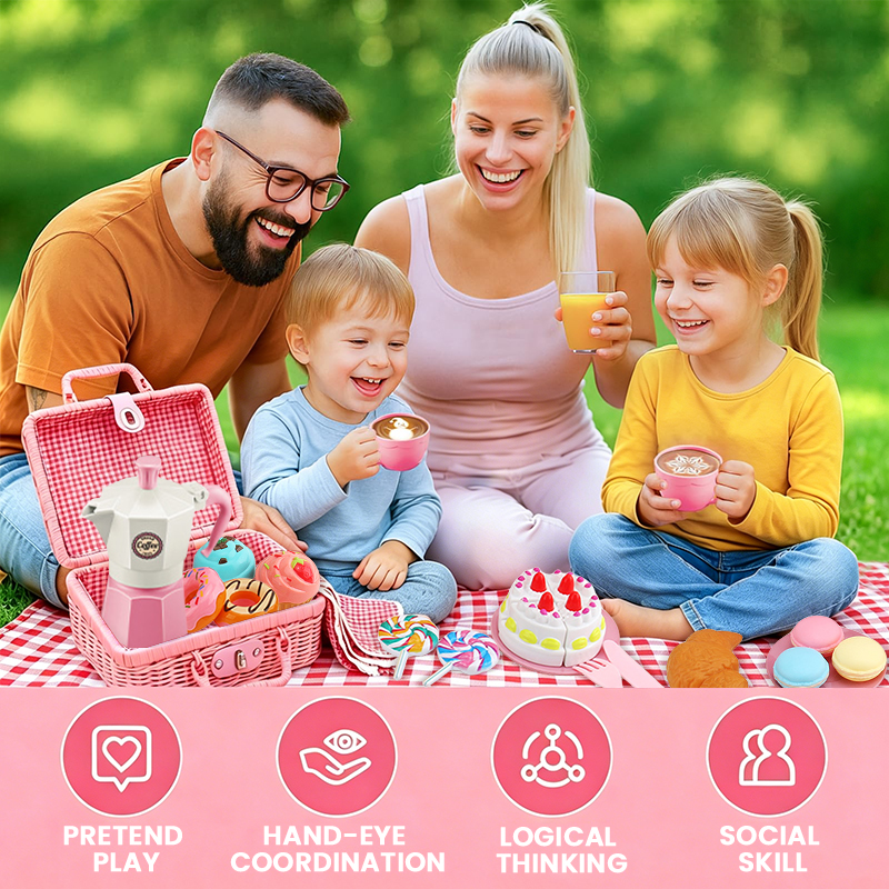 Girl Pretend Play Picnic Baske - Coffee Tea Gift Basket ulasan dan harga