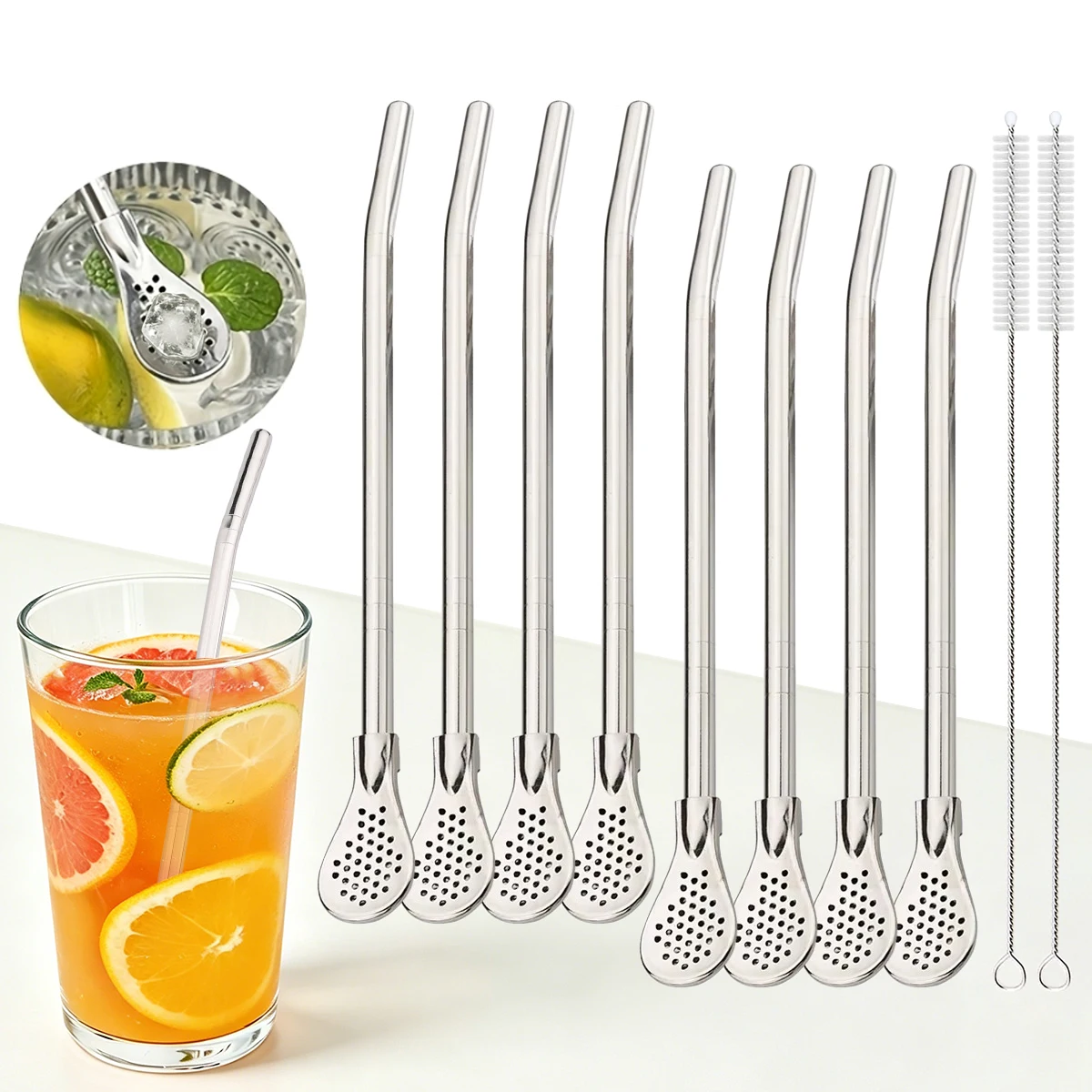 8pcs Filter Tea Straw Spoon Se - Coffee Tea Sugar Set ulasan dan harga