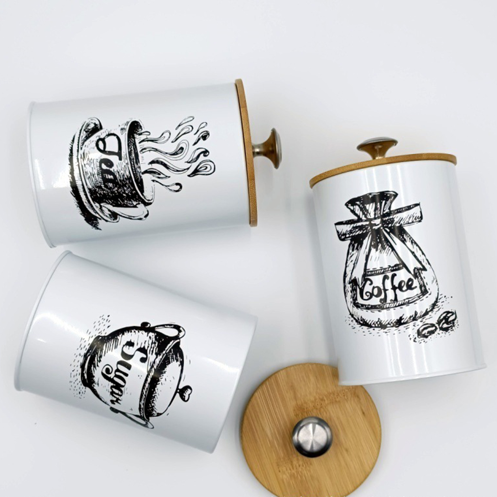 3Pcs Sealed Coffee Canister Se - Coffee Tea And Sugar Canister Set ulasan dan harga