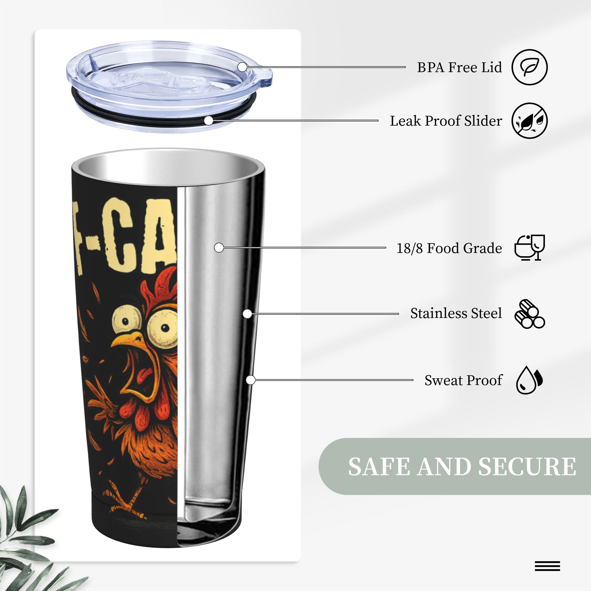 F-Caw-F Chicken FCAWF Tumbler  - Double Wall Mug ulasan dan harga