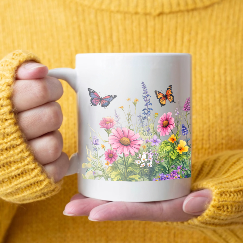 Ceramic cup white flower garde - Coffee Tea Gardens ulasan dan harga