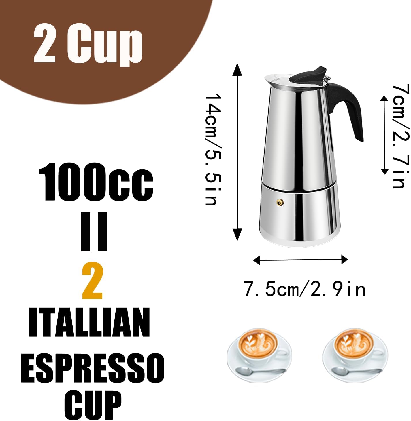 2 Cup Stovetop Espresso Maker  - Moka Pot Stove ulasan dan harga