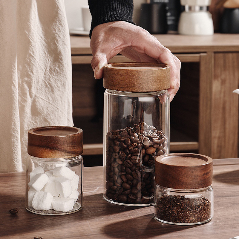 Glass Sealed Storage Jar With  - Coffee Tea Bean ulasan dan harga