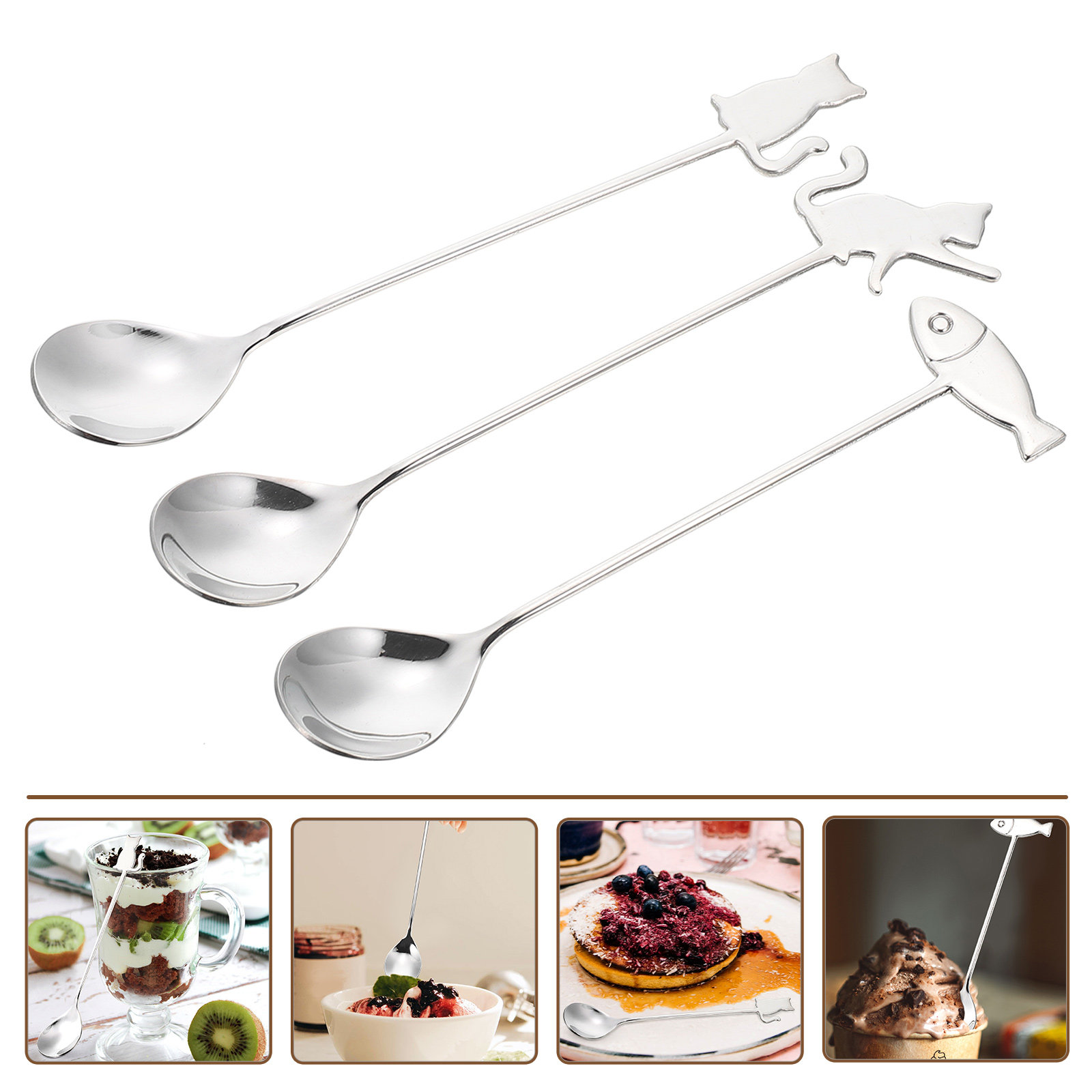 3Pcs Lovely Wooden Handle Stai - Coffee Jelly Tea ulasan dan harga