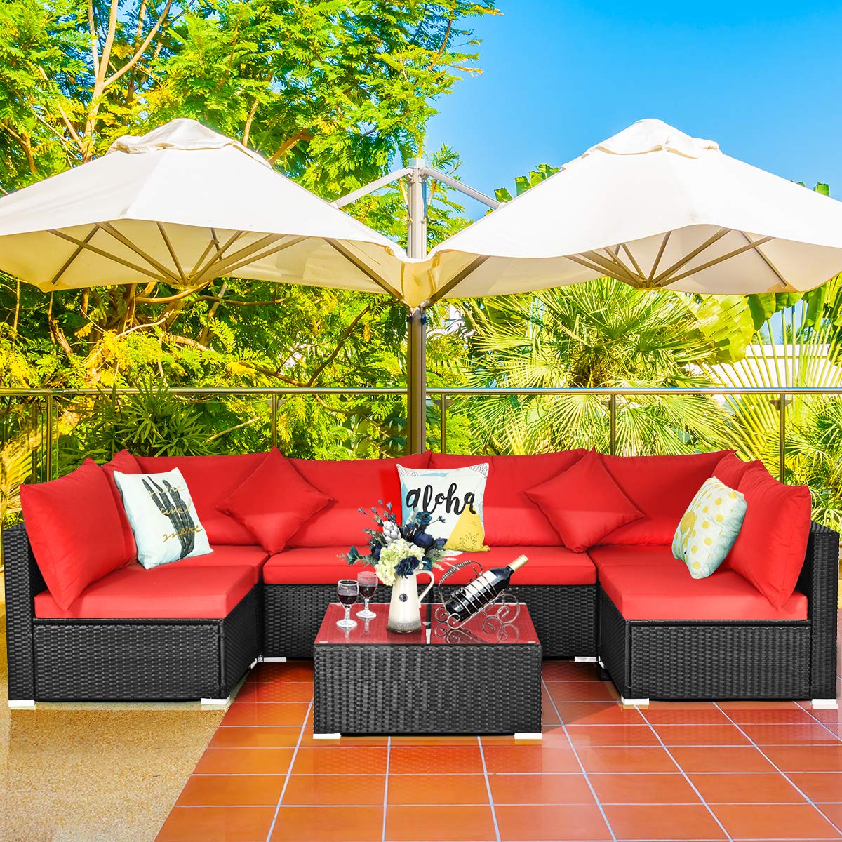 7 Pieces Patio Furniture Set,  - Coffee Tea Gardens ulasan dan harga