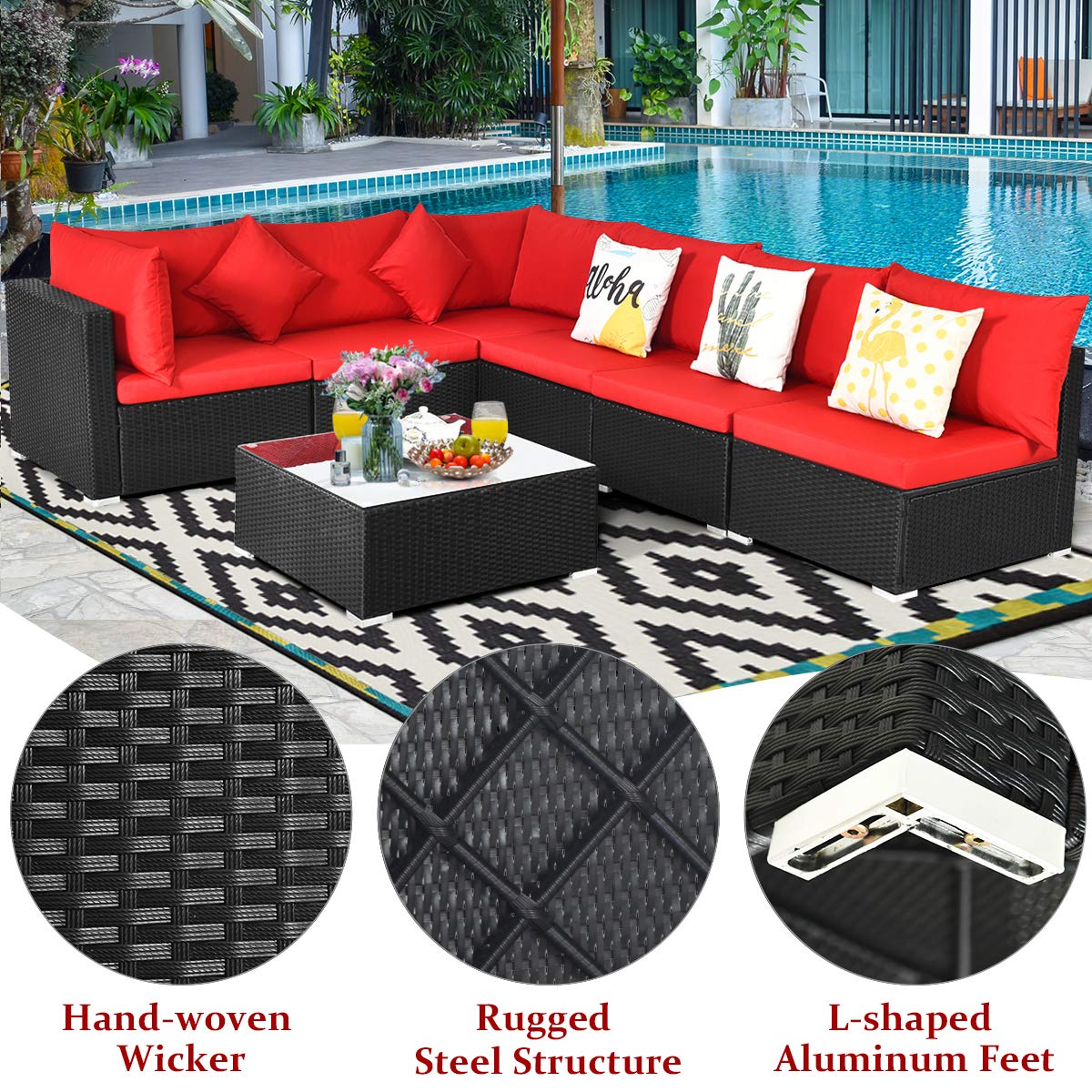 7 Pieces Patio Furniture Set,  - Coffee Tea Gardens ulasan dan harga