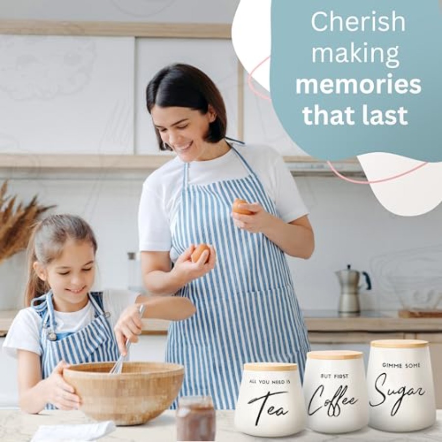 Coffee Tea and Sugar Ceramic C - Coffee Tea And Sugar Canister Set ulasan dan harga
