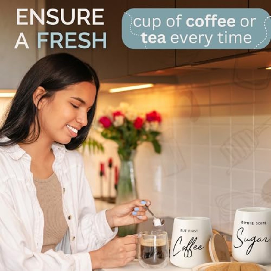 Coffee Tea and Sugar Ceramic C - Coffee Tea And Sugar Canister Set ulasan dan harga